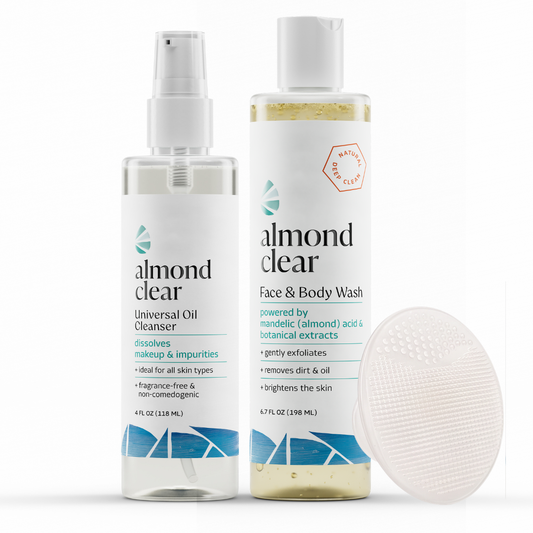 Double cleanse kit with Universal Oil Cleanser and the Face and Body Wash plus the Silicone Scrubber